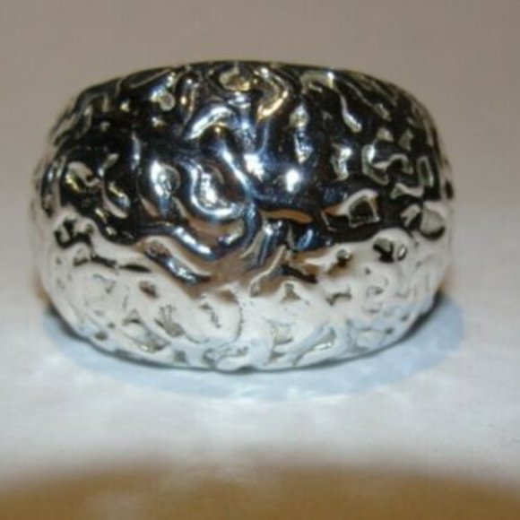 Sterling Silver Dome Textured Cocktail Ring